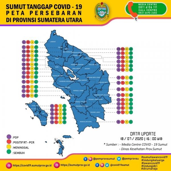 Peta Persebaran 18 Juli di Provinsi Sumatera Utara 